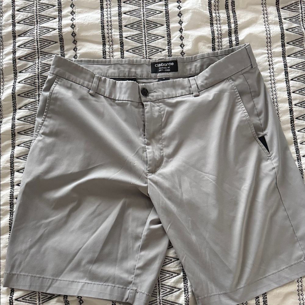 Claiborne Light Gray Men's Flat Front Shorts